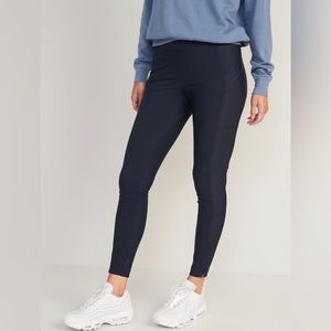 Navy High-Waisted StretchTech 7/8-Length Hybrid Ankle Pants - Large